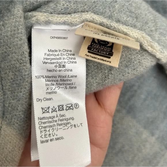 Madewell Boiled 100% Wool Half-Zip Popover Sweater Plaid Blue & White Size XS - Picture 14 of 14